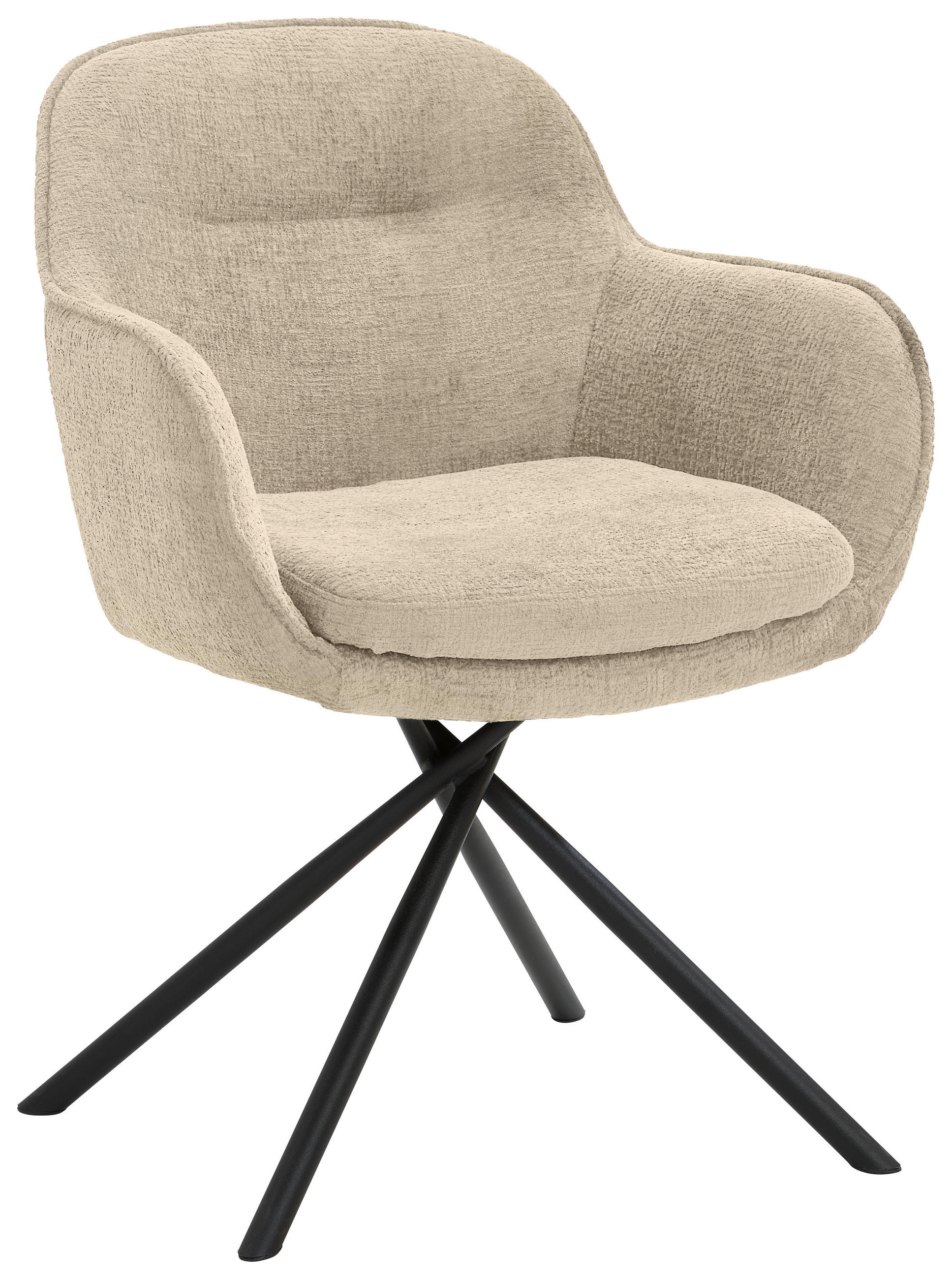 ARMLEHNSTUHL  in Webstoff  - Creme/Schwarz, Design, Textil/Metall (64/87/63cm) - Novel