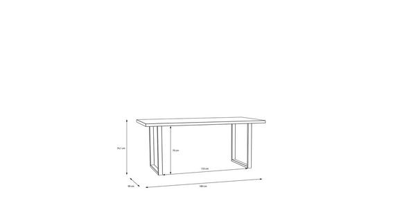 ESSTISCH in Holzwerkstoff 180/90/74,1 cm  - Eichefarben/Schwarz, KONVENTIONELL, Holzwerkstoff/Metall (180/90/74,1cm) - Hom`in