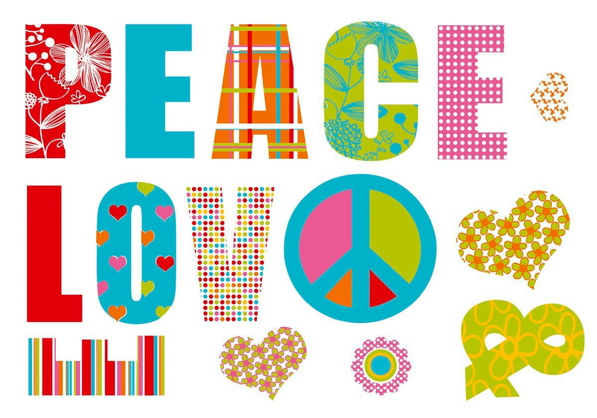 Komar Dekosticker Love And Peace Mehrfarbig 100x70 cm