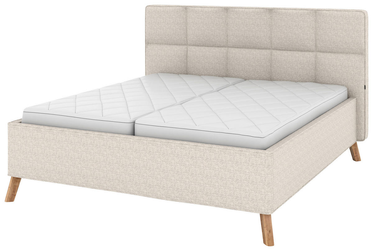 POLSTERBETT Bettkasten, motorische Verstellbarkeit, Fernbedienung, Lattenroste, Matratzen 180/200 cm  in Creme  - Creme/Schwarz, KONVENTIONELL, Holz/Textil (180/200cm) - Musterring