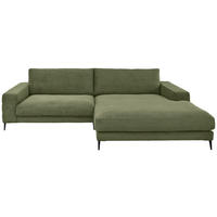 SEDEŽNA GARNITURA, fino rebrast žamet temno zelena  - črna/temno zelena, Design, kovina/tekstil (293/207cm) - Dieter Knoll