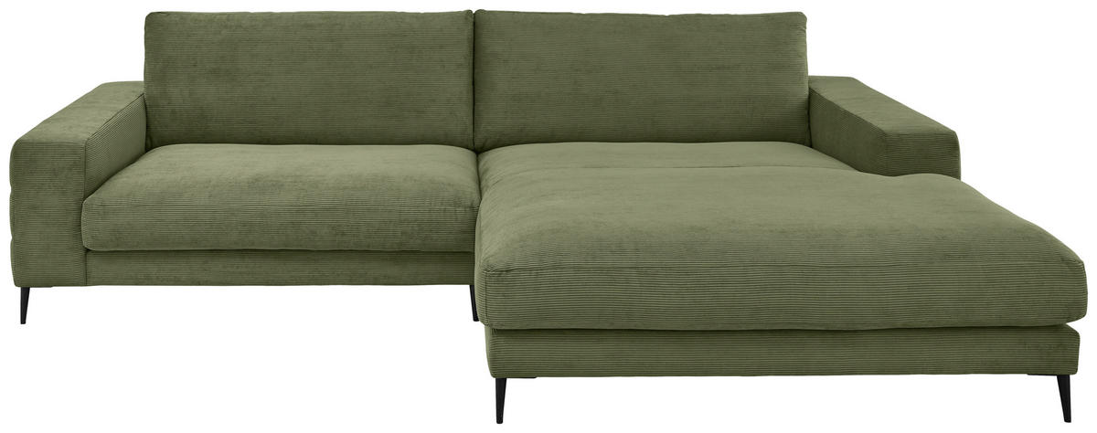 SEDEŽNA GARNITURA, fino rebrast žamet temno zelena  - črna/temno zelena, Design, kovina/tekstil (293/207cm) - Dieter Knoll