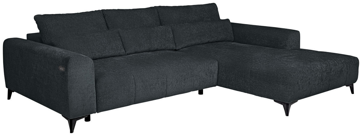 ECKSOFA  in Chenille Dunkelgrau  279/222 cm  - Dunkelgrau/Schwarz, KONVENTIONELL, Kunststoff/Textil (279/222cm) - Hom`in
