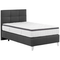 BOXSPRINGBETT 140/200 cm  in Schwarz  - Chromfarben/Schwarz, KONVENTIONELL, Leder/Textil (140/200cm) - Novel