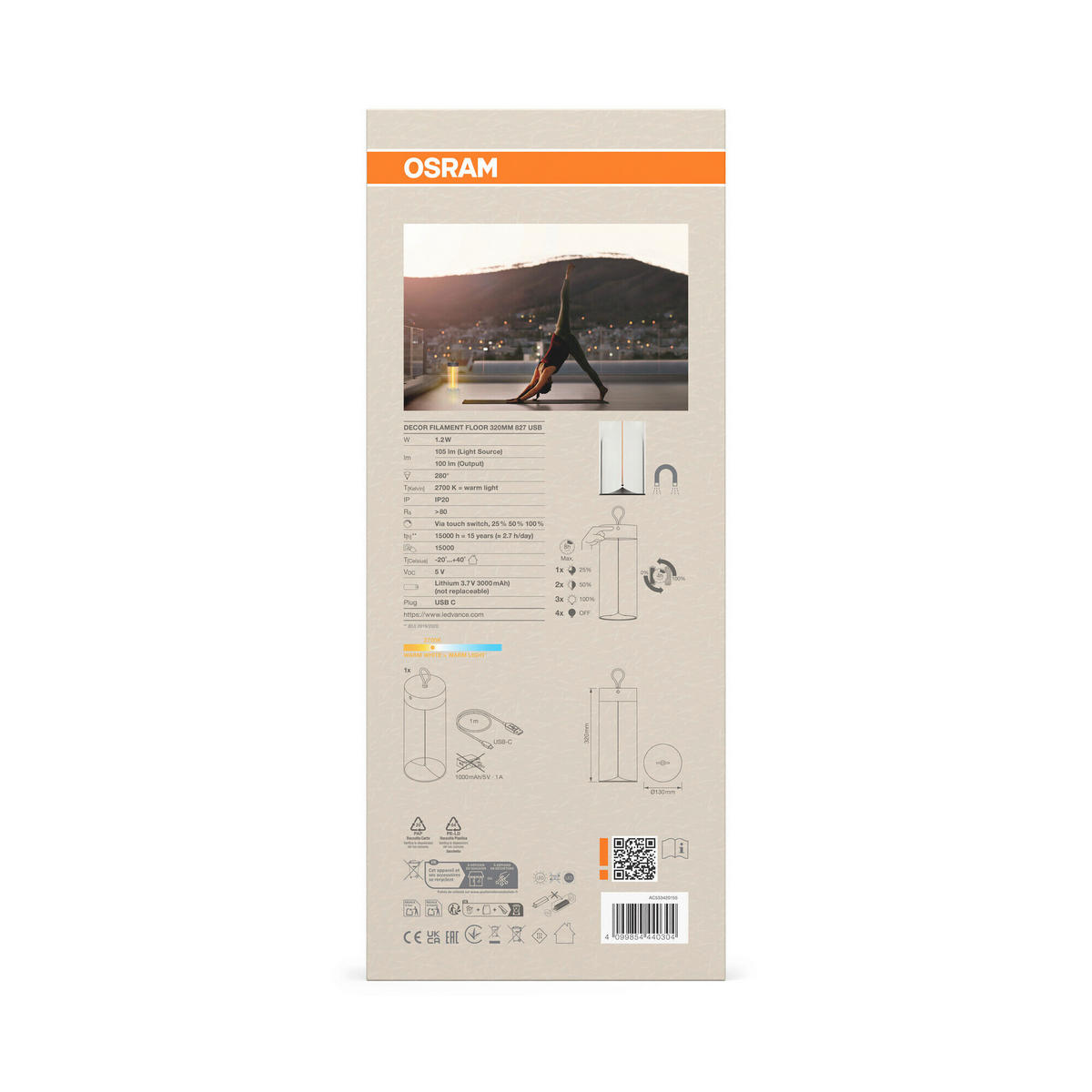LED-TISCHLEUCHTE 13/32 cm   - Klar/Dunkelgrau, Design, Kunststoff (13/32cm) - Osram