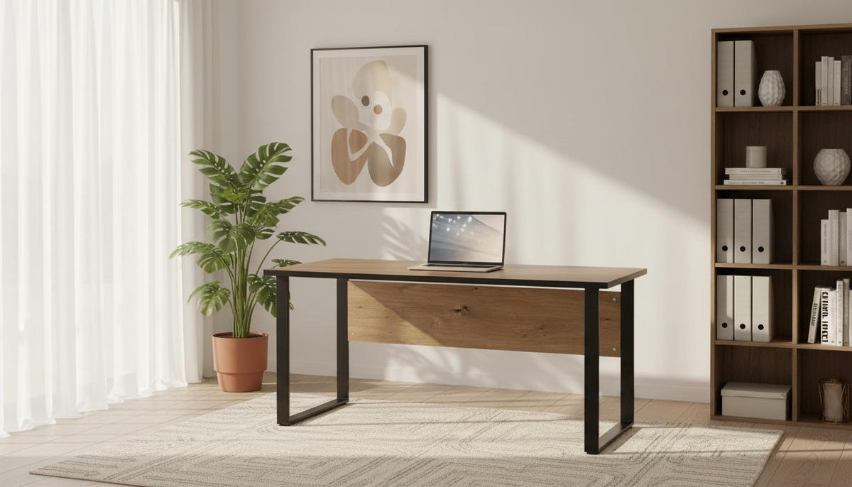 SCHREIBTISCH 160/75/73,5 cm Schwarz, Eiche Artisan  - Schwarz/Eiche Artisan, MODERN, Holzwerkstoff/Metall (160/75/73,5cm) - Livetastic