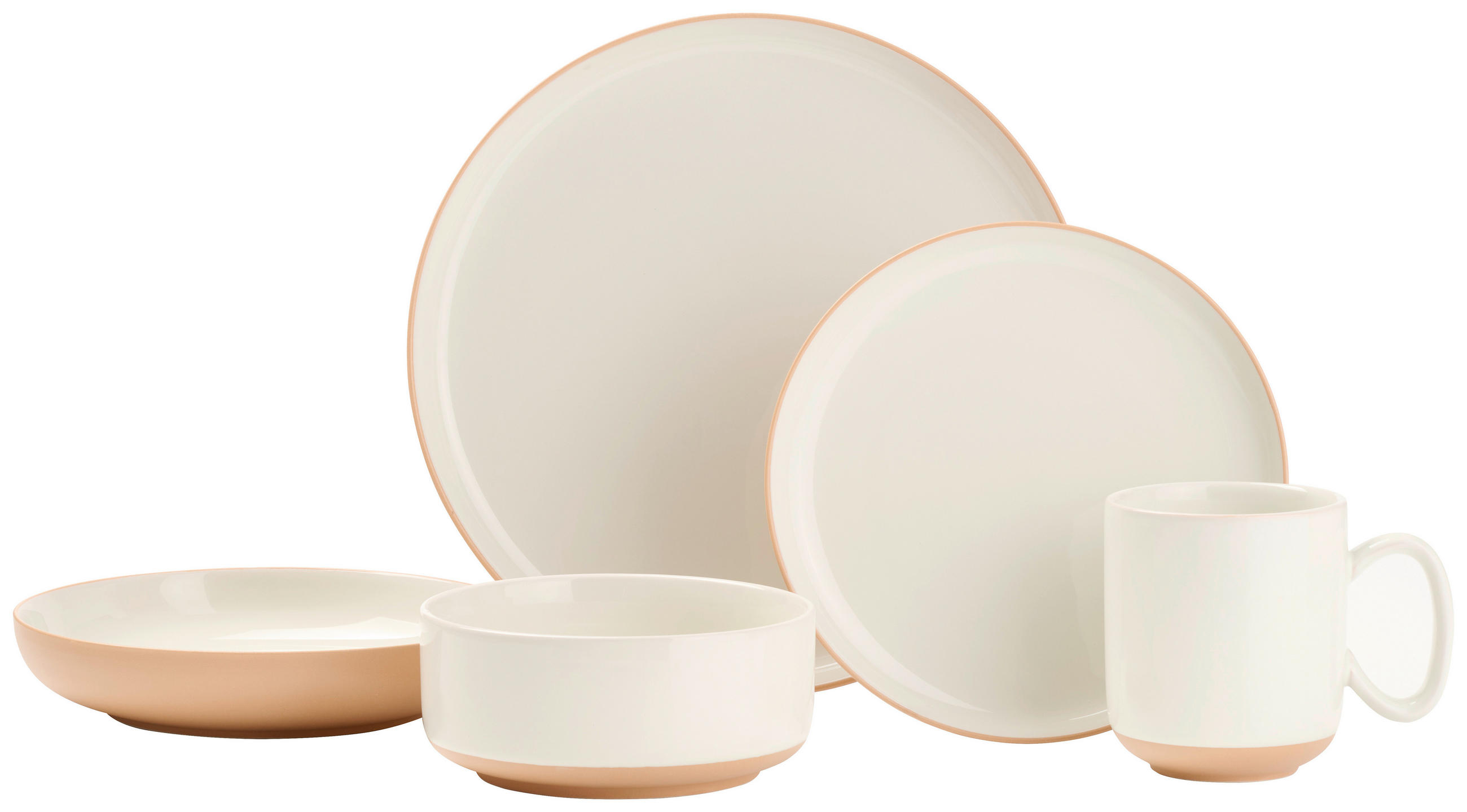 KOMBISERVICE Terra Nova 20-teilig  - Braun/Weiß, Trend, Keramik - Novel