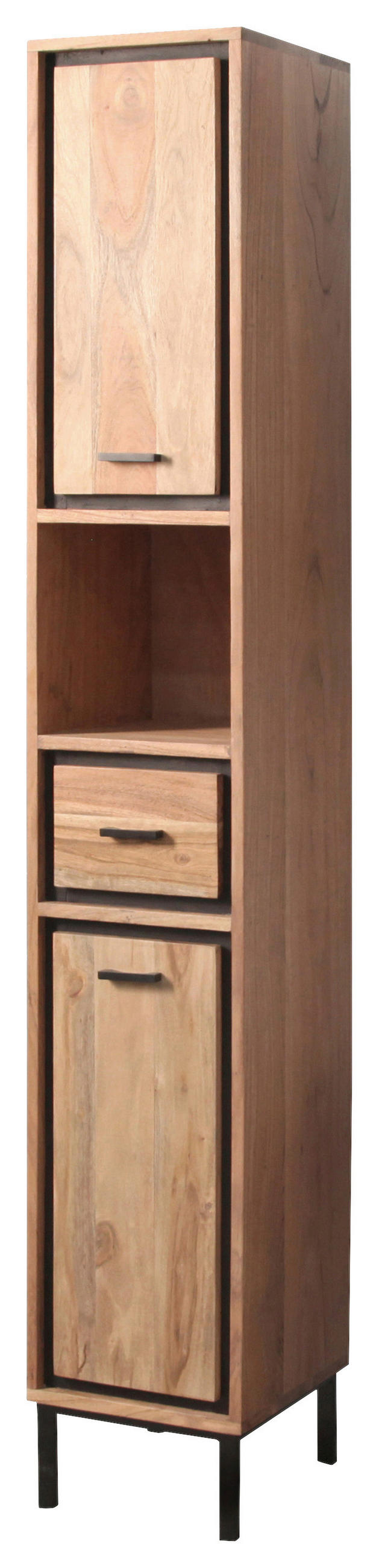 HOCHSCHRANK 30/190/32 cm  - Schwarz/Akaziefarben, KONVENTIONELL, Holz/Metall (30/190/32cm) - Landscape
