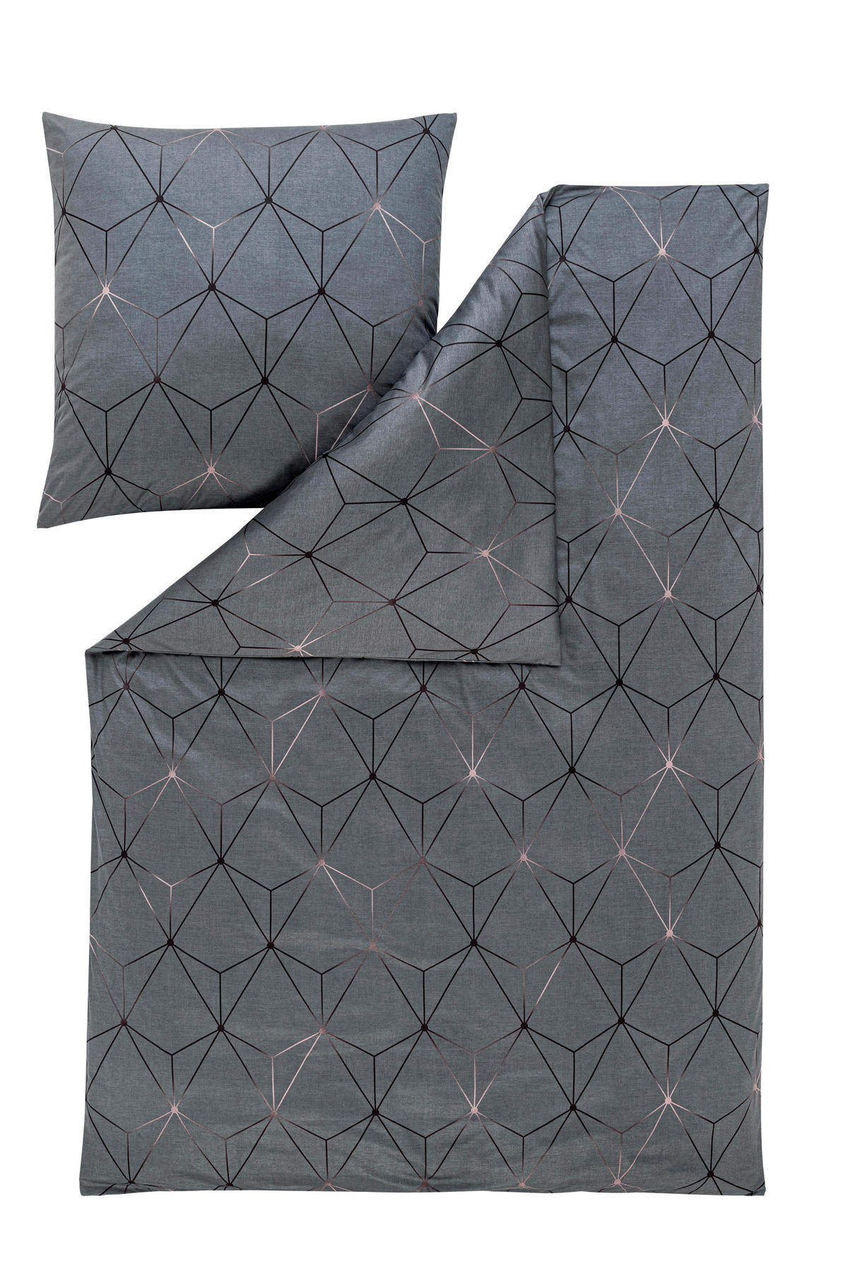 BETTWÄSCHE 3-teilig KIAN Satin 140/200 cm  - Graphitfarben, Design, Textil (140/200cm) - Estella