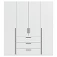 DREHTÜRENSCHRANK 201/235/61 cm,  in Weiß, 4-türig  - Schwarz/Weiß, Basics, Holzwerkstoff/Metall (201/235/61cm) - Novel