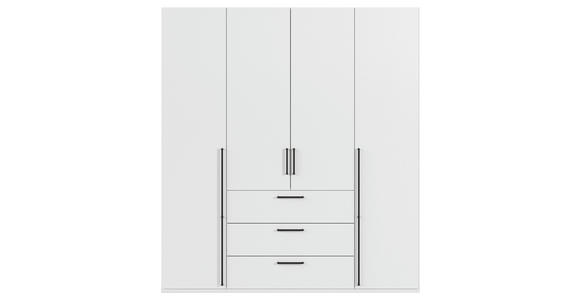 DREHTÜRENSCHRANK 201/235/61 cm,  in Weiß, 4-türig  - Schwarz/Weiß, Basics, Holzwerkstoff/Metall (201/235/61cm) - Novel