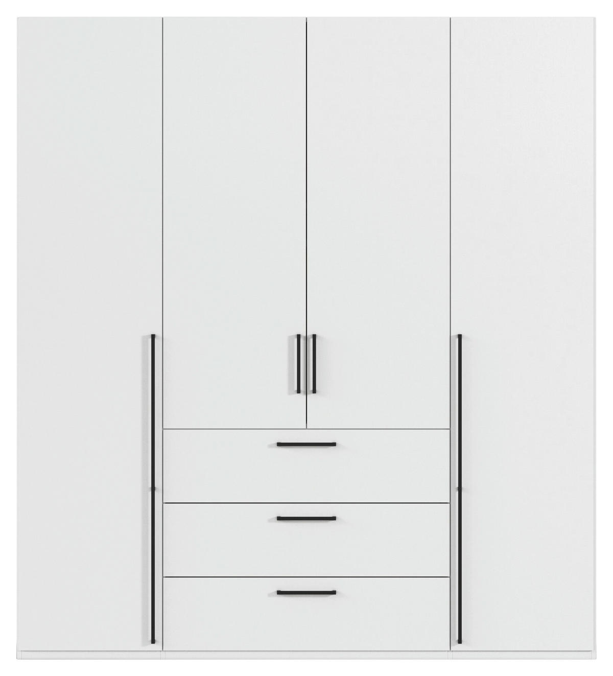 DREHTÜRENSCHRANK 201/235/61 cm,  in Weiß, 4-türig  - Schwarz/Weiß, Basics, Holzwerkstoff/Metall (201/235/61cm) - Novel