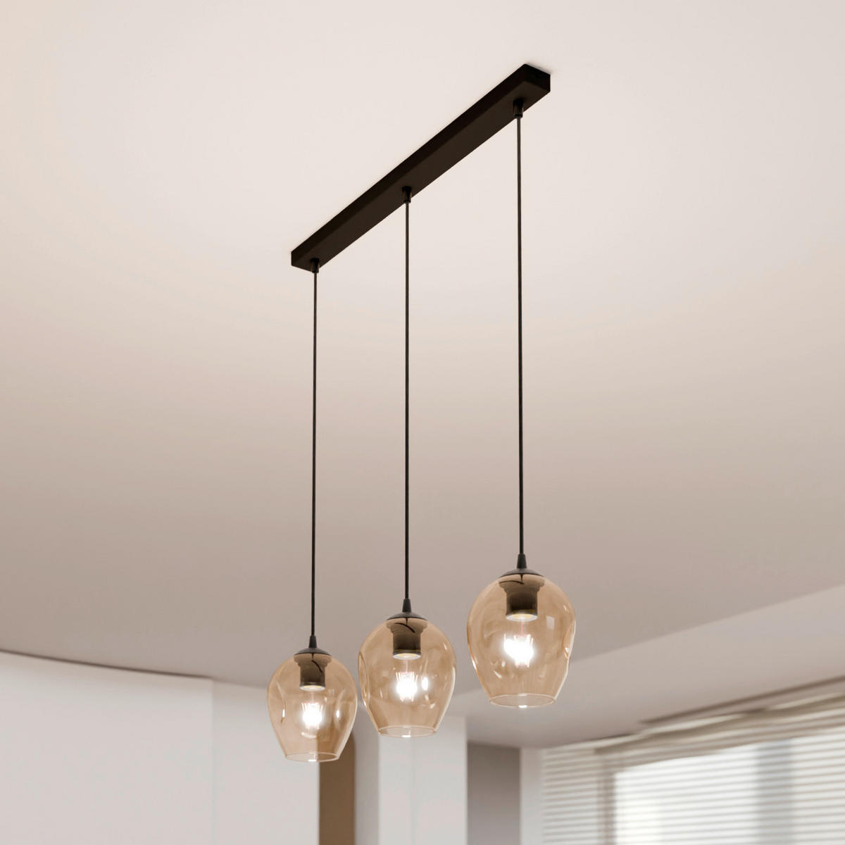 HÄNGELEUCHTE  70/14/100 cm    - Schwarz, KONVENTIONELL, Glas/Metall (70/14/100cm)