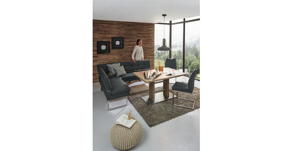 ECKBANK 158/200 cm in Grau, Edelstahlfarben - Edelstahlfarben/Grau, Design, Textil/Metall (158/200cm) - Dieter Knoll