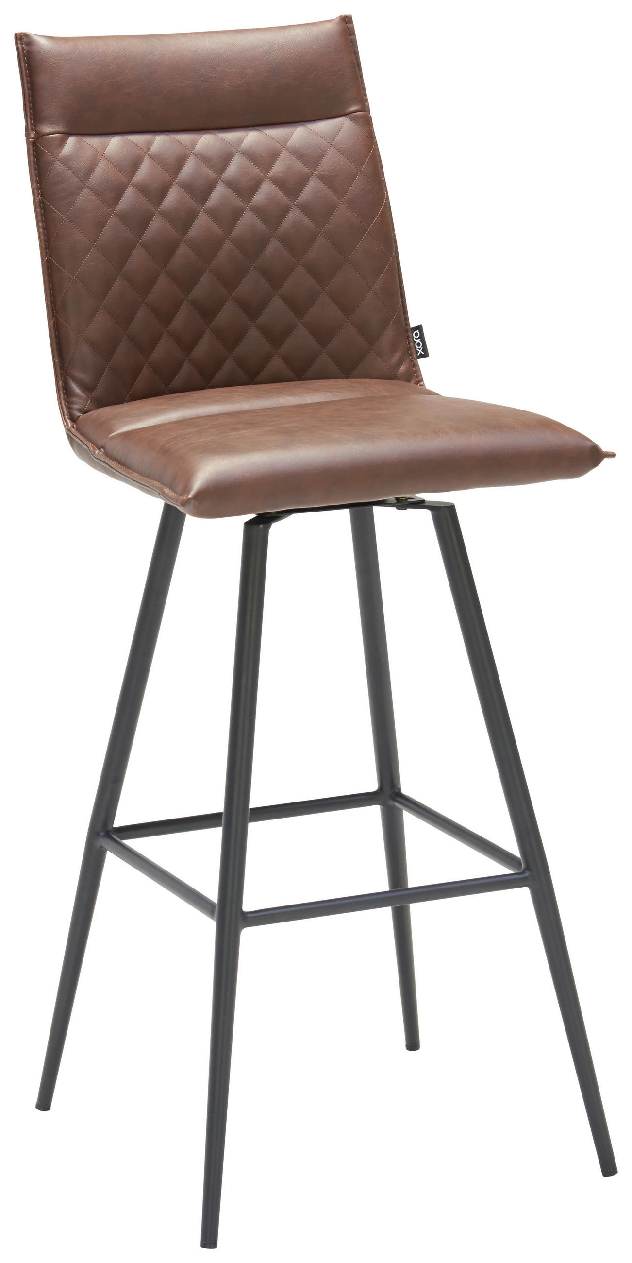 Barhocker in Metall, Textil Braun, Schwarz