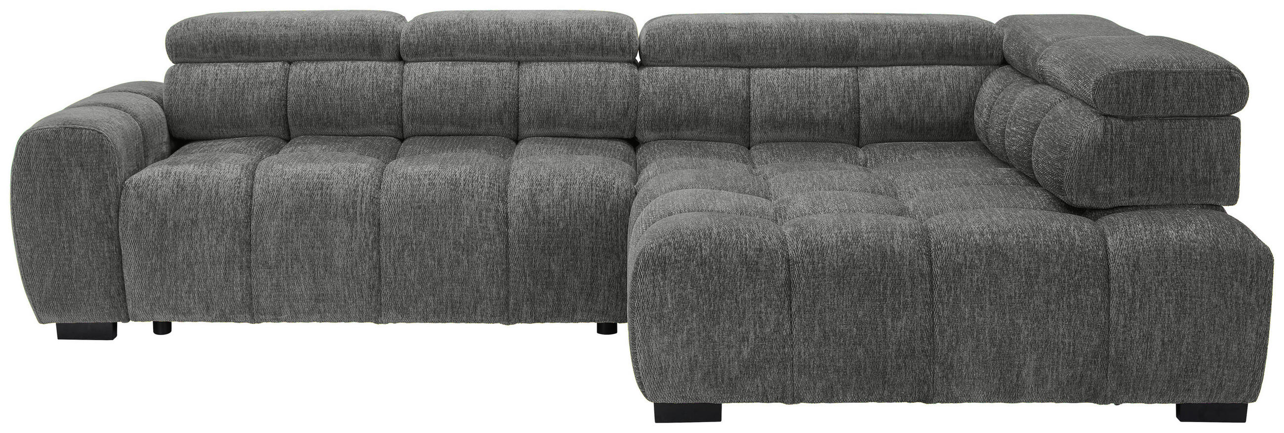 ECKSOFA Grau Webstoff  - Schwarz/Grau, MODERN, Kunststoff/Textil (297/205cm) - Welnova