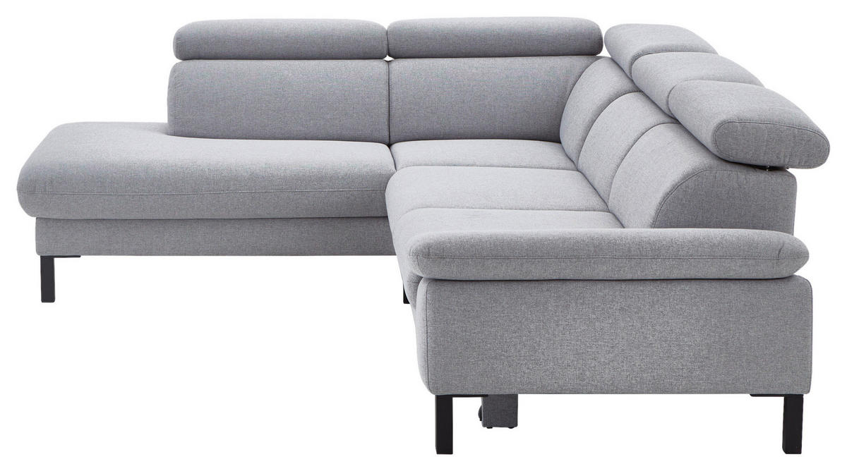 ECKSOFA in Flachgewebe Hellgrau  - Hellgrau/Schwarz, Design, Holzwerkstoff/Textil (217/272cm) - Pure Home Comfort