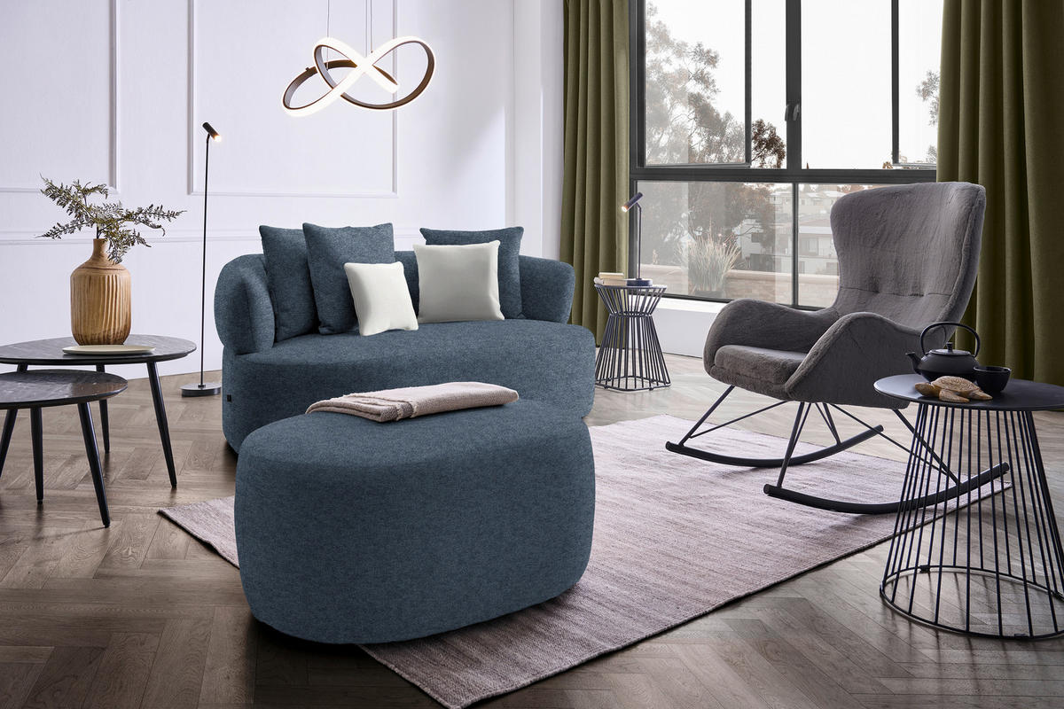 2-SITZER-SOFA in Chenille Blau  - Blau/Beige, MODERN, Kunststoff/Textil (177/86/105cm) - Hom`in