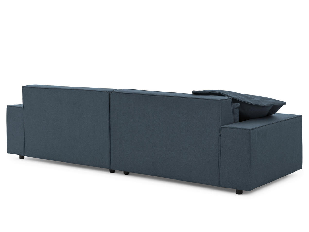 ECKSOFA Curduroy in Webstoff Blau Rückenkissen  251/142 cm  - Blau/Schwarz, Design, Kunststoff/Textil (251/142cm) - P & B