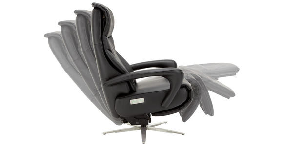 RELAXSESSEL Echtleder Nackenstütze, Relaxfunktion, Kopfteilverstellung - Edelstahlfarben/Schwarz, Design, Leder/Metall (75/112/88cm) - Dieter Knoll