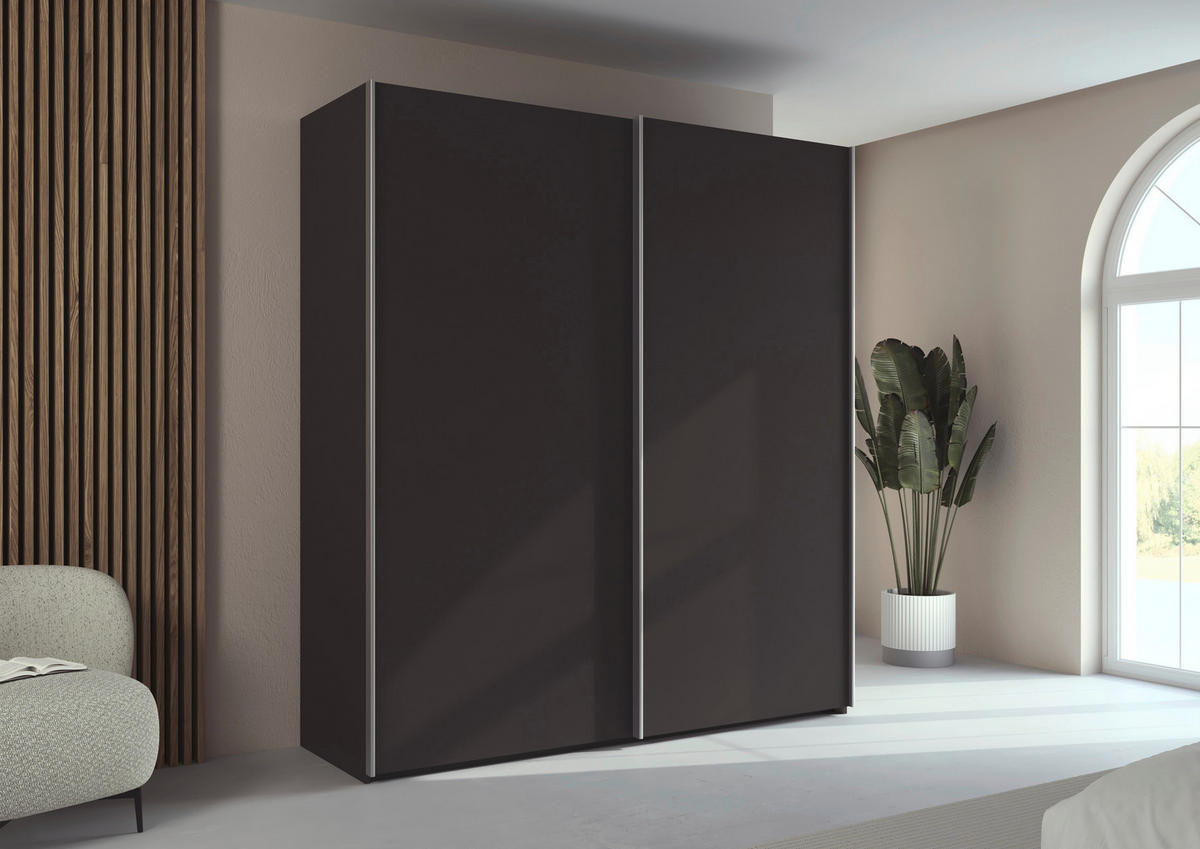 SCHWEBETÜRENSCHRANK 201/223/69 cm,  in Graphitfarben, Alufarben, 2 Tür(en)  - Alufarben/Graphitfarben, Basics, Holzwerkstoff/Metall (201/223/69cm) - Rauch Möbel