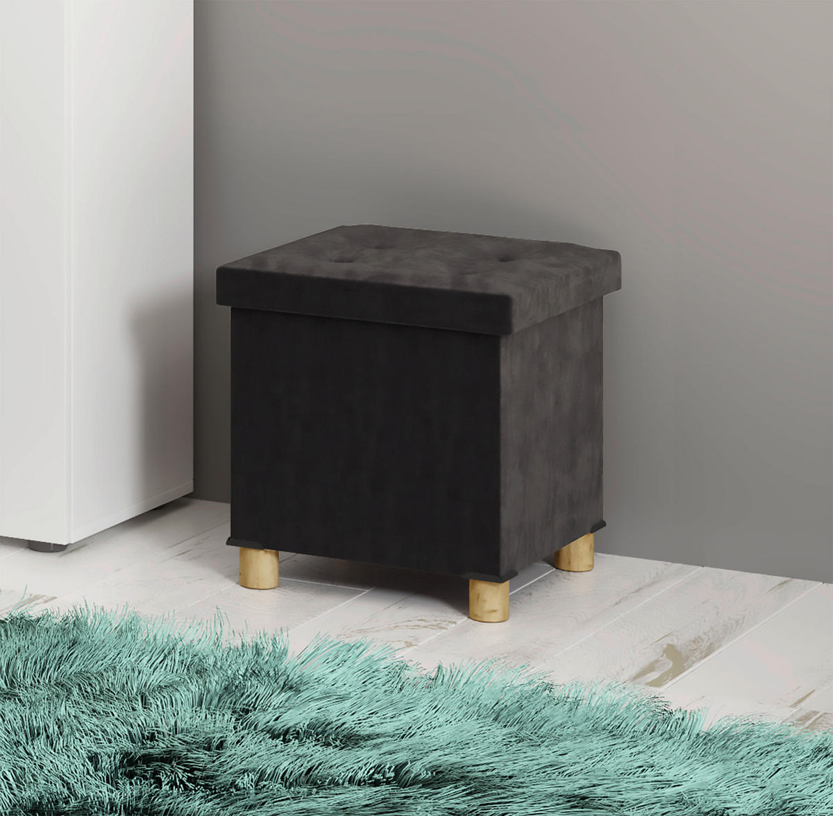 SITZBOX in Textil Anthrazit  - Anthrazit/Braun, Modern, Holzwerkstoff/Textil (38/40/38cm) - MID.YOU