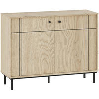 KOMMODE , 108/81,8/37 cm,  - Eichefarben/Schwarz, MODERN, Holzwerkstoff/Kunststoff (108/81,8/37cm) - Carryhome