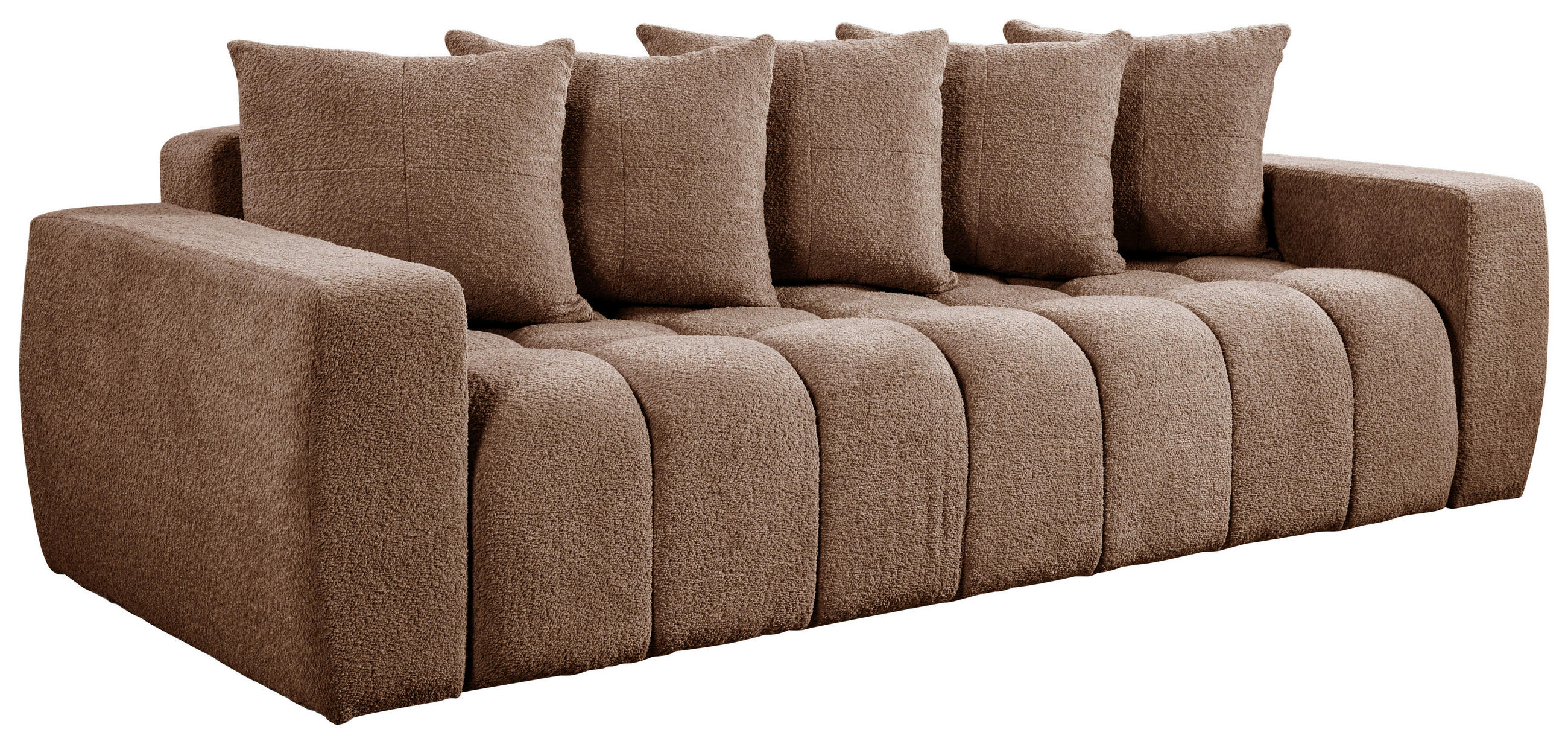 SCHLAFSOFA  mit Liegefunktion, Schlafen auf Sitzhöhe Struktur, Bouclé Altrosa  - Schwarz/Altrosa, Basics, Kunststoff/Textil (250/86/140cm) - Livetastic