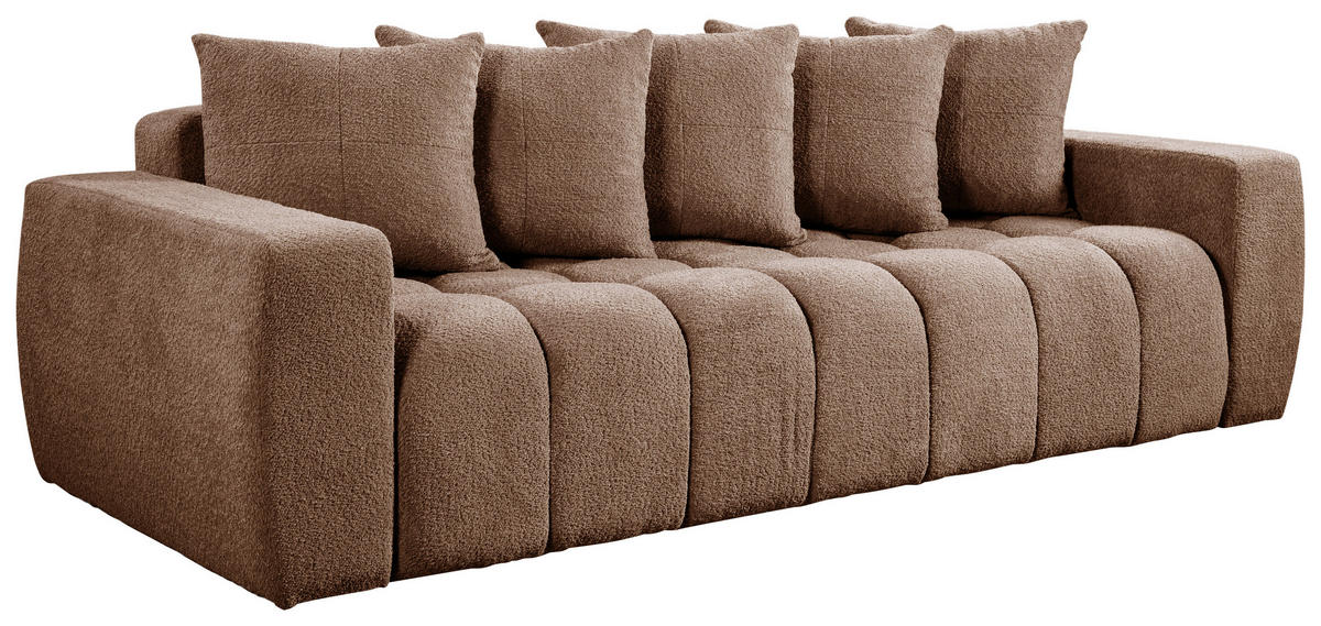 SCHLAFSOFA  mit Liegefunktion, Schlafen auf Sitzhöhe Struktur, Bouclé Altrosa  - Schwarz/Altrosa, Basics, Kunststoff/Textil (250/86/140cm) - Livetastic