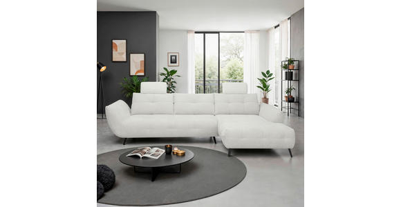 ECKSOFA  in Chenille Elfenbein  313/215 cm  - Elfenbein/Schwarz, KONVENTIONELL, Textil/Metall (313/215cm) - Hom`in