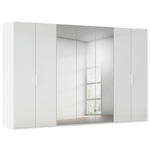 DREHTÜRENSCHRANK 350/223/61 cm,  in Weiß, Weiß Hochglanz, 7-türig  - Weiß Hochglanz/Weiß, Basics, Glas/Holzwerkstoff (350/223/61cm) - Novel