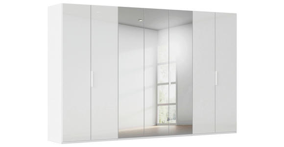 DREHTÜRENSCHRANK 350/235/61 cm,  in Weiß, 7-türig  - Weiß, Basics, Glas/Holzwerkstoff (350/235/61cm) - Novel