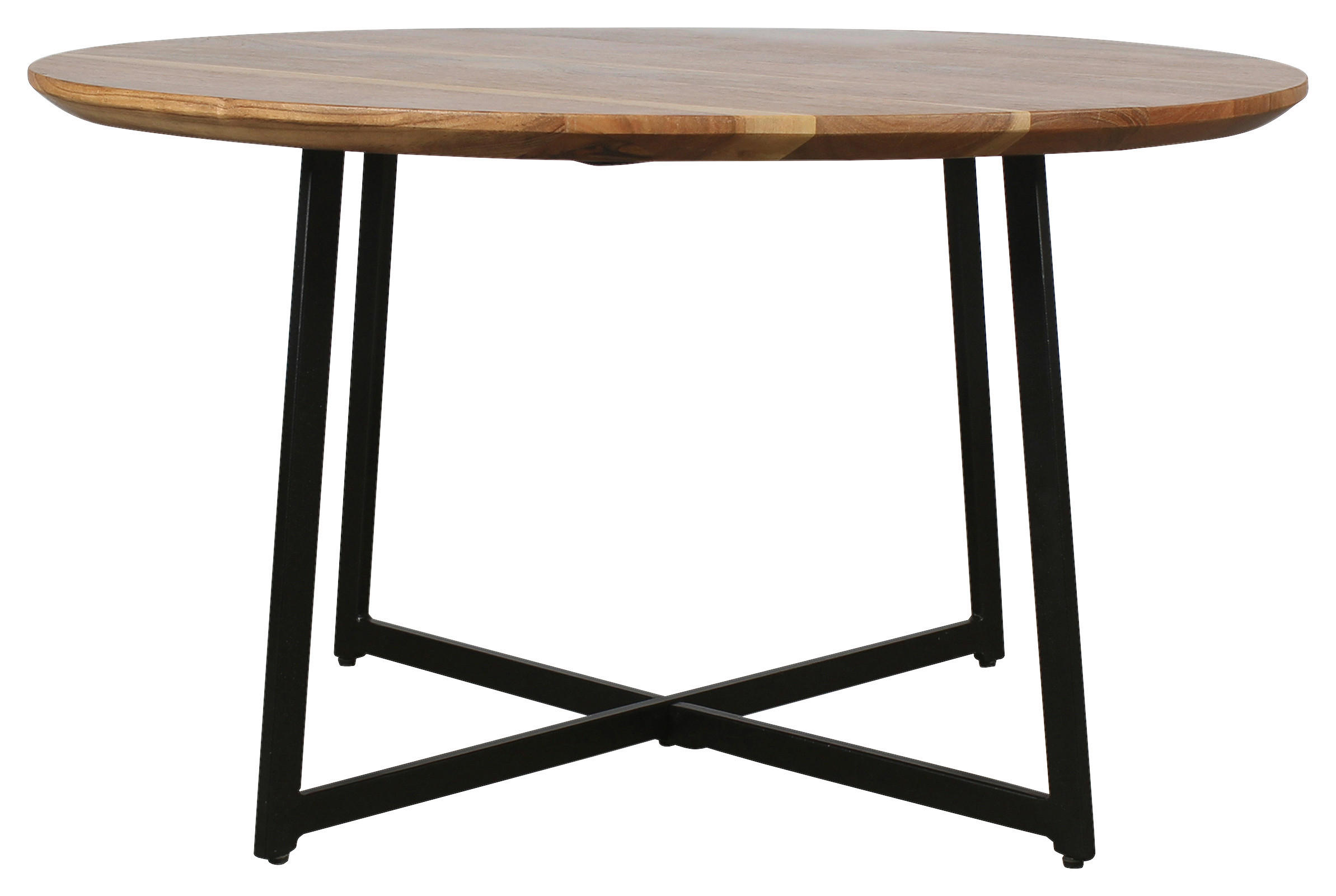 COUCHTISCH Akazie vollmassiv rund Akaziefarben, Schwarz  - Schwarz/Akaziefarben, Design, Holz/Metall (80cm) - Livetastic