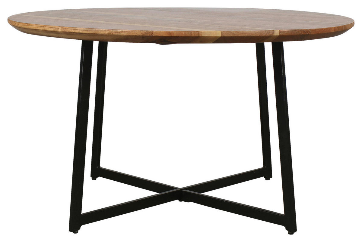 COUCHTISCH Akazie vollmassiv rund Akaziefarben, Schwarz  - Schwarz/Akaziefarben, Design, Holz/Metall (80cm) - Livetastic