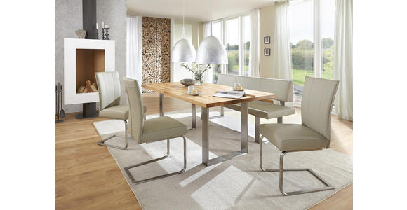 SITZBANK in Edelstahlfarben, Sandfarben - Sandfarben/Edelstahlfarben, Design, Leder/Metall (180cm) - Valnatura