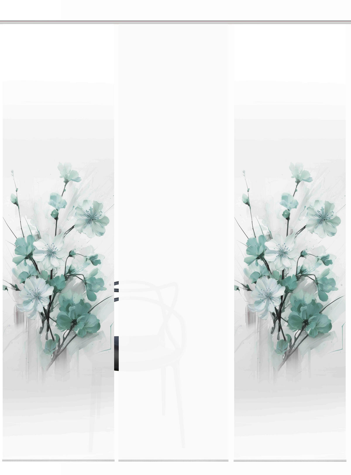 FLÄCHENVORHANG  3 Stück  blickdicht  60/245 cm   - Weiß/Mintgrün, Natur, Textil (60/245cm)