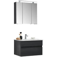 BADEZIMMER 3-teilig  in 72 cm  - Weiss/Schwarz, Design, Keramik/Holzwerkstoff (72cm) - Novel