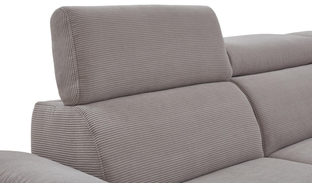 ECKSOFA in Cord Grau  - Schwarz/Grau, Design, Holzwerkstoff/Textil (272/217cm) - Pure Home Comfort