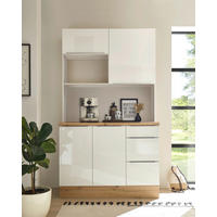 MINIKÖK 120 cm   i vit, vit högglans  - vit/aluminiumfärg, Lifestyle, trämaterial/plast (120cm) - Respekta