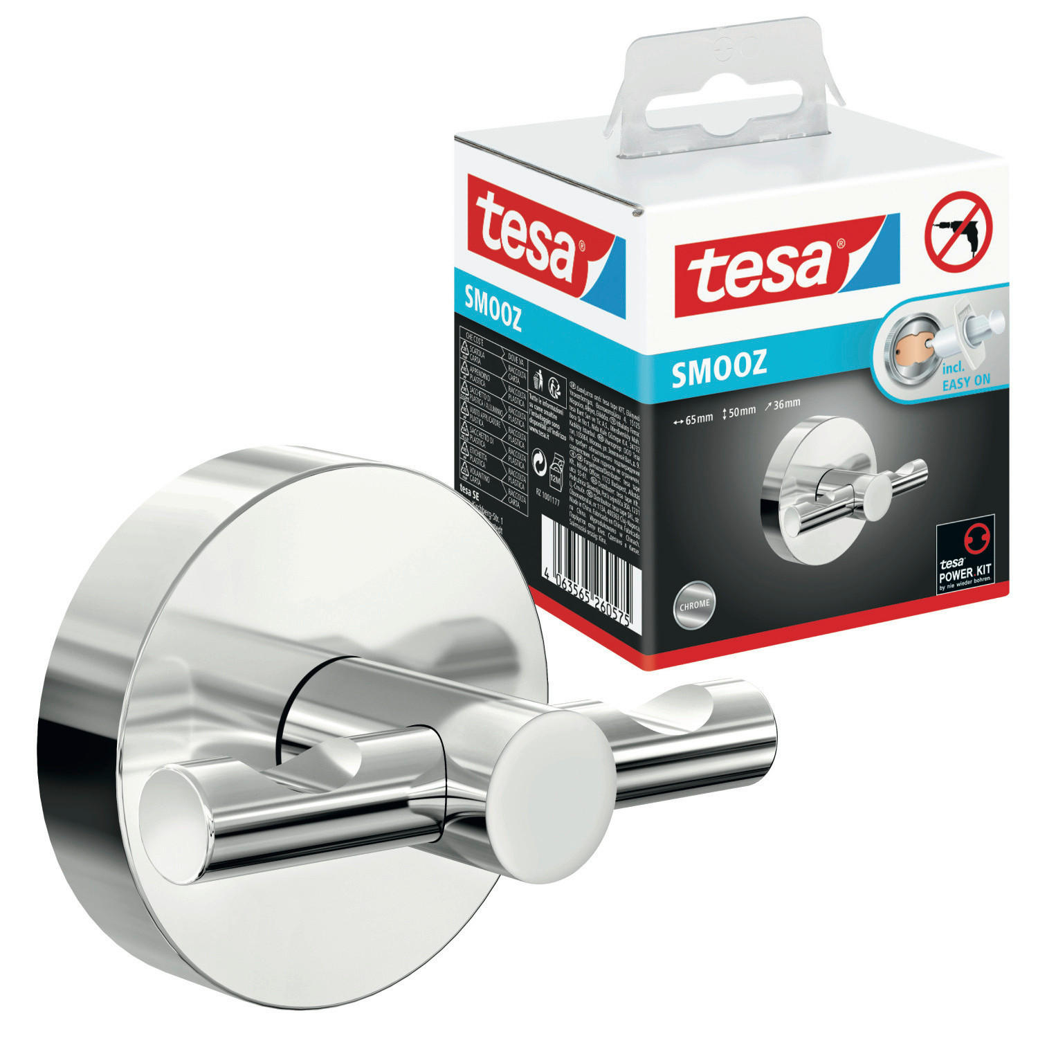 HANDTUCHHAKEN - Chromfarben, Trend, Metall (6,25/5/5cm) - Tesa