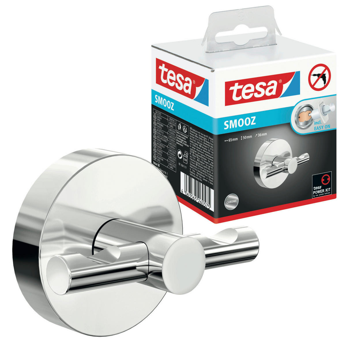 HANDTUCHHAKEN - Chromfarben, Trend, Metall (6,25/5/5cm) - Tesa