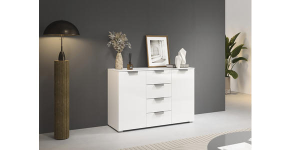 SIDEBOARD  in 120/81/42 cm  - Chromfarben/Weiß, Design, Glas/Holzwerkstoff (120/81/42cm) - Xora