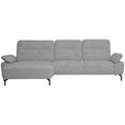 ECKSOFA in Chenille, Flachgewebe Hellgrau  - Hellgrau/Schwarz, Design, Textil/Metall (165/318cm) - Xora