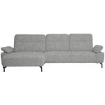 ECKSOFA in Chenille, Flachgewebe Hellgrau  - Hellgrau/Schwarz, Design, Textil/Metall (165/318cm) - Xora