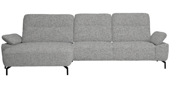 ECKSOFA in Chenille, Flachgewebe Hellgrau  - Hellgrau/Schwarz, Design, Textil/Metall (165/318cm) - Xora