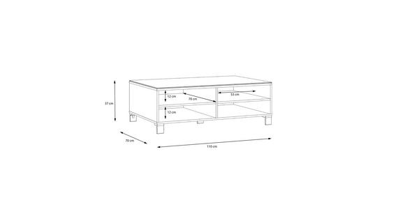 COUCHTISCH rechteckig Weiß 110/70/37,9 cm  - Champagner/Weiß, Design, Glas/Holzwerkstoff (110/70/37,9cm) - Hom`in