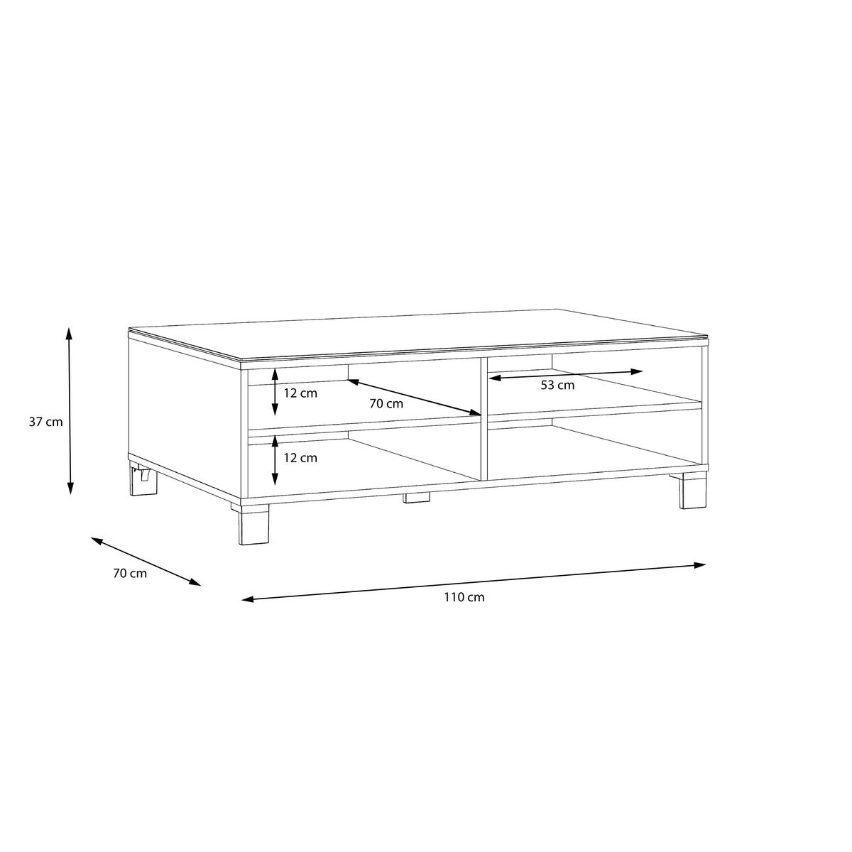 COUCHTISCH in Glas, Holzwerkstoff 110/70/37,9 cm  - Weiss/Champagner, Design, Glas/Holzwerkstoff (110/70/37,9cm) - Hom`in