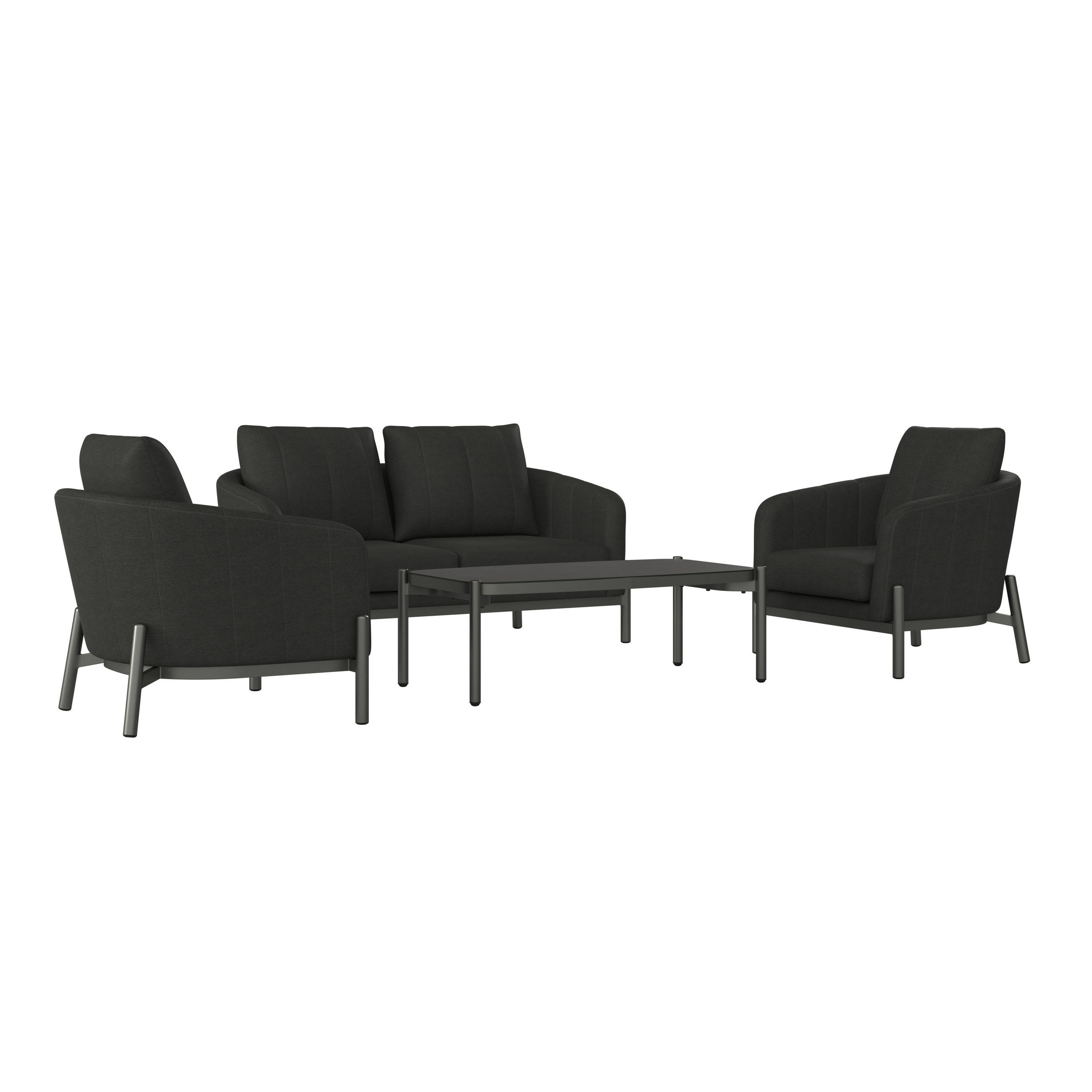 TERASOVÁ SEDACÍ SOUPRAVA 4dílné, kov, sklo, textil - antracitová, Moderní, kov/textil - Ambia Garden