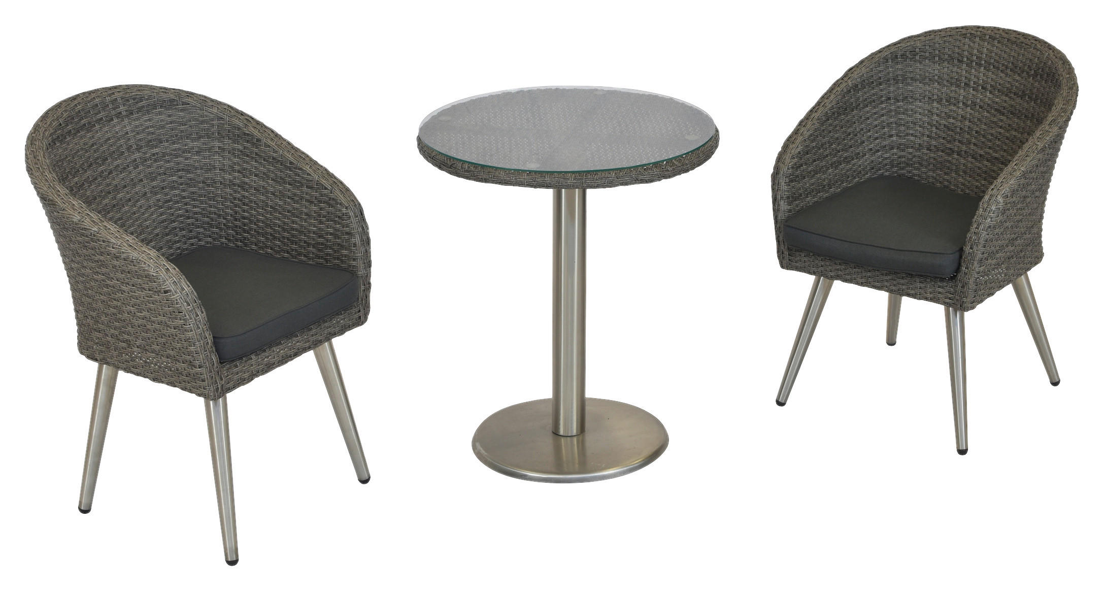 BALKONSET Grau 3-teilig  - Grau, MODERN, Glas/Kunststoff - Gardenson