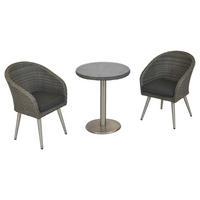 BALKONSET Grau 3-teilig  - Grau, MODERN, Glas/Kunststoff - Gardenson